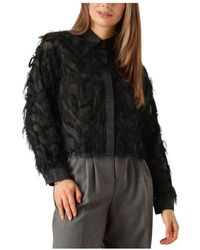 SELECTED - Fluffy Cropped Shirt Voor Vrouwen - Lyst