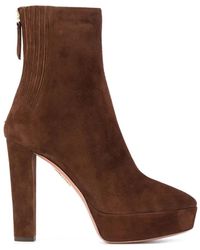 Aquazzura - Elegante Braune High Heel Stiefeletten - Lyst
