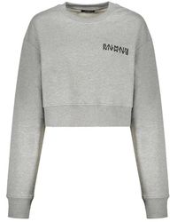 Balmain - Hoodies & Sweatvesten ,Grijs ,Katoen Cropped Logo Sweatshirt - Lyst