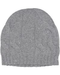 Gran Sasso - Cable-Knit Pailletten-Beanie - Lyst