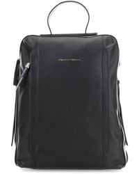 Piquadro - Schwarze leder-laptoptasche mit vordertasche mit reißverschluss - Lyst