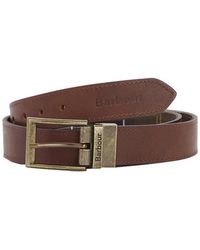 Barbour - Accessoires ,Bruin ,Leer Omkeerbare Ruit Lederen Riem - Lyst