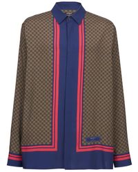 Balmain - Camicia a maniche lunghe con stampa mini monogramma foulard - Lyst