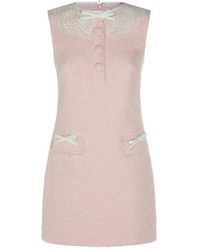Self-Portrait - Kleedjes ,Roze ,Wol Bouclé Mini Jurk - Lyst