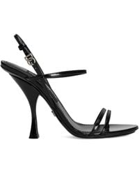 Dolce & Gabbana - Schoenen ,Zwart ,Leer Sandalen Met Hoge Hak - Lyst