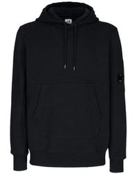 C.P. Company - Schwarzer Baumwollkapuzenpullover Mit Goggle-Detail - Lyst