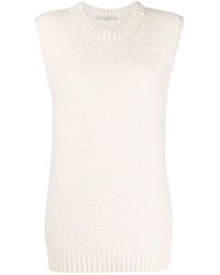 Stella McCartney - Ivoor Gebreide Wol Mouwloze Trui - Lyst