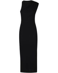 Courreges - Kleedjes ,Zwart ,Katoen 90's Rib Twist Midi Jurk - Lyst