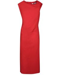 MSGM - Kleedjes ,Rood ,Polyester Rode Jurk Voor Vrouwen Elegante Stijl - Lyst