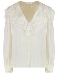 Chloé - Overhemden ,Wit ,Katoen Maxi-Kraag Blouse - Lyst