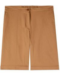 Oltre - Korte Broeken ,Katoen Gemengde Katoenen Bermuda Shorts Met Omslag - Lyst