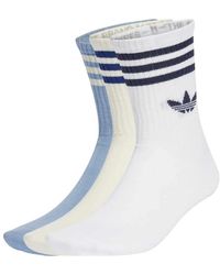adidas - Fitness ,Wit ,Katoen 3-Stripes Crew Sokken 3 Paar - Lyst
