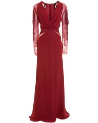 Roberto Cavalli Long Dress With Embroidery - Rood