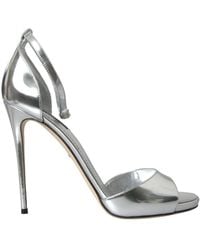 Dolce & Gabbana - Silberne leder knöchelriemen sandalen - Lyst