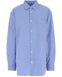 Tekla - Overhemden ,Blauw ,Katoen Poplin Pyjamas Shirt - Lyst
