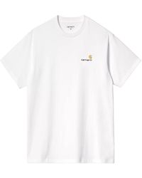 Carhartt - Tops ,Wit ,Katoen Wit Katoenen Script Logo T-Shirt - Lyst