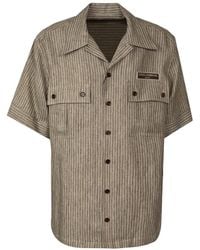 Dolce & Gabbana - Gestreiftes leinen hawaii fit hemd - Lyst