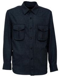 Caruso - Overhemden ,Blauw ,Wol Overshirt Tessuto - Lyst