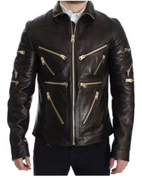 Dolce & Gabbana - Bruin Lamsleer Ritsjack - Lyst