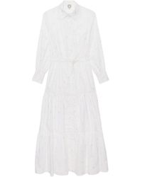 Ines De La Fressange Paris - Elegantes langes kleid mit weißen rüschen - Lyst