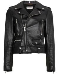 Saint Laurent Leather Biker Jacket - Zwart