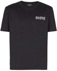 Balmain - Tops ,Zwart ,Katoen T-Shirt Met Print - Lyst