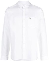 Lacoste - Overhemden ,Wit ,Linnen Linnen Overhemd Regular Fit - Lyst