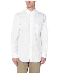 Thom Browne - Overhemden ,Wit ,Katoen Klassiek Poplin Overhemd - Lyst