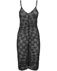 Philipp Plein - Kleedjes ,Zwart ,Polyester Tulle Midi Jurk Monogram - Lyst