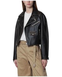 Halfboy - Jassen ,Bruin ,Leer Chiodo Crop Jacket - Lyst