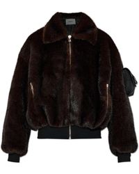 Coperni - Jassen ,Bruin ,Polyester Faux Fur Bomber - Lyst