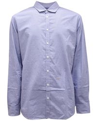 DSquared² - Overhemden ,Blauw ,Blauw Micro Patroon Shirt - Lyst
