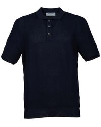 Gran Sasso - Blaues tennis polo shirt gerippter saum - Lyst
