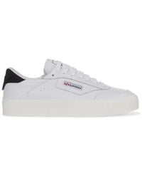 Superga - Sneakers in pelle bianche/nere court - Lyst