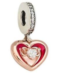 PANDORA - Accessoires ,Rood ,Tweekleurige Stralende Hart Bedel - Lyst