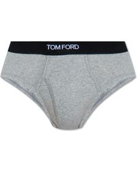 Tom Ford - Ondergoed ,Grijs ,Katoen Slips Met Logo - Lyst