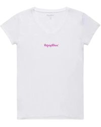 Refrigiwear - T-shirt bianca con logo e scollo a v - Lyst