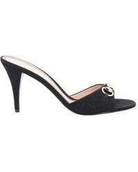 Gucci - Schoenen ,Zwart ,Leer Slide Sandal Met Horsebit - Lyst