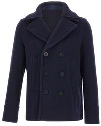Paul & Shark - Jassen ,Blauw ,Blauwe Dubbelrijige Jas Met Zakken - Lyst