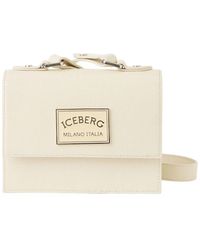 Iceberg - Mini-handtasche mit oberem griff aus puderfarbenem saffiano-leder - Lyst