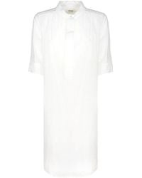 Ottod'Ame - Vestido corto blanco de popelina con cuello coreano - Lyst
