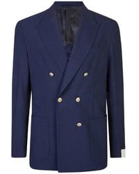Eleventy - Jassen ,Blauw ,Wol Double-Breasted Jacket - Lyst