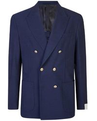 Eleventy - Jassen ,Blauw ,Wol Double-Breasted Jacket - Lyst
