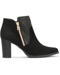 Kazar - Schwarze Stiefeletten Mit Blockabsatz Und Reißverschlüssen Verziert - Lyst