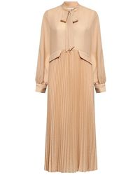 Silvian Heach - Kleedjes ,Roze ,Polyester Pleated Chemisier Dress - Lyst