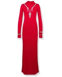 Des Phemmes - Kleedjes ,Rood ,Polyester Backless Embellished Maxi Dress - Lyst