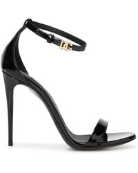 Dolce & Gabbana - Schwarze sandalen mit kette und dg-logo - Lyst