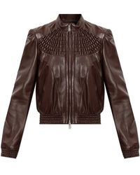 McQueen - Jassen ,Bruin ,Leer Leren Jas Met Opstaande Kraag - Lyst