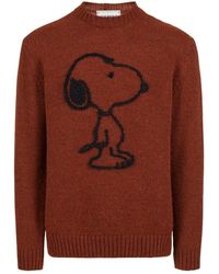 Iceberg - Verbrannter Brauner Melange-Woll- Und Alpaka-Rundhalsausschnittpullover Mit Bestickten Details - Lyst