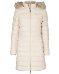 Tommy Hilfiger - Jassen ,Wit ,Leer Gewatteerde Parka Met Capuchon - Lyst
